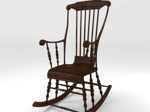 पुरानी लकड़ी की रॉकिंग कुर्सी 3D मॉडल