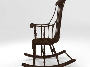 old wooden rocking chair 3D Model