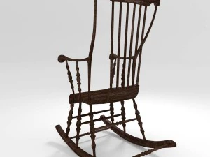 old wooden rocking chair 3D Model