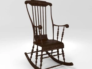 old wooden rocking chair 3D Model