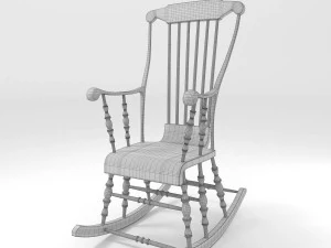 old wooden rocking chair 3D Model