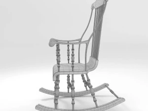 old wooden rocking chair 3D Model