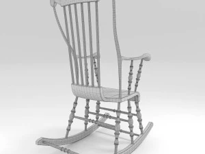 old wooden rocking chair 3D Model