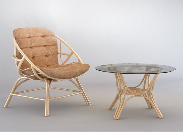 armchair and table Modelo 3D .c4d .max .obj .3ds .fbx .stl .blend 
