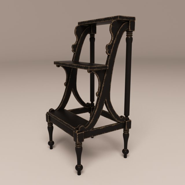 library old wood ladder 3D मॉडल .c4d .max .obj .3ds .fbx .stl .blend 