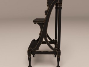 library old wood ladder 3D मॉडल