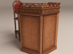 old wood tribune with old chair 3D मॉडल