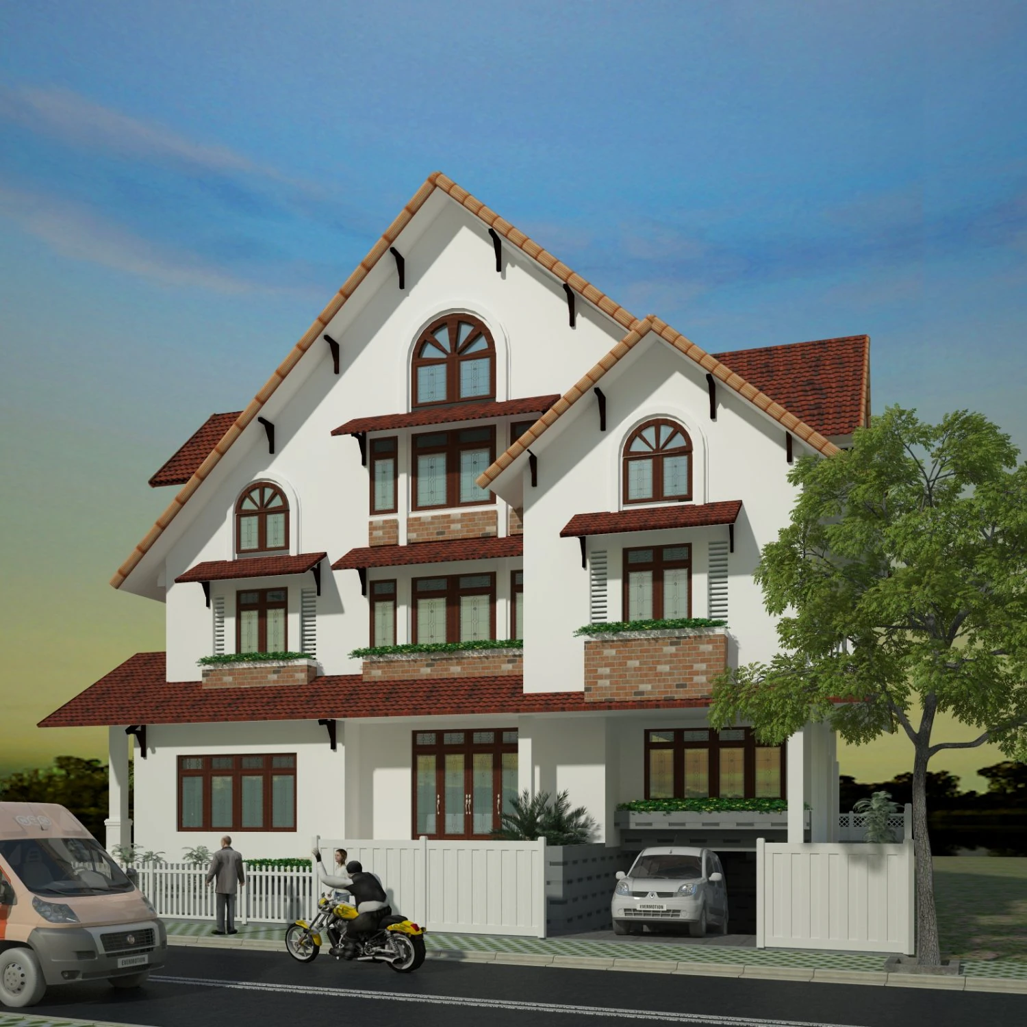 villa in corner 3D Model .c4d .max .obj .3ds .fbx .stl .blend 