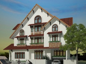 villa in corner Modèle 3D