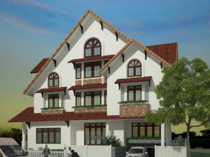 villa in corner 3D Model