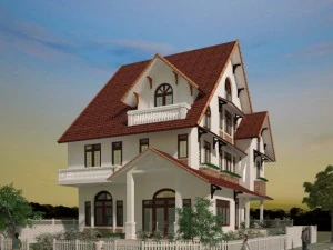 villa in corner 3D Model