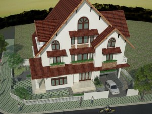 villa in corner 3D 模型