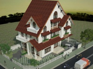 villa in corner 3D 模型