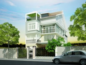 Villa mit Garten 3D Modell
