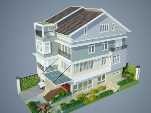 villa with garden Model 3D