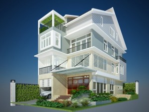 villa with garden Model 3D