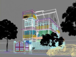 villa with garden Model 3D