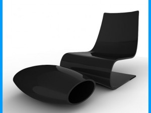 minimalist chair and ottoman 3D Model