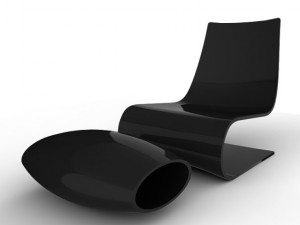 minimalist chair and ottoman Modèle 3D