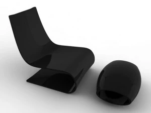 cadeira minimalista e pufe Modelo 3D