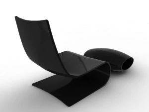 cadeira minimalista e pufe Modelo 3D