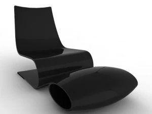 cadeira minimalista e pufe Modelo 3D