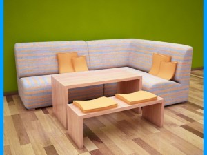 couch with table and bench 3D Model