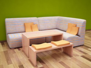 couch with table and bench 3D Model