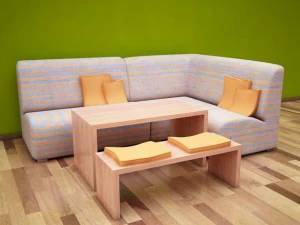 couch with table and bench 3D Model