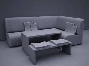 couch with table and bench 3D Model