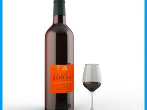 bottle and wine glass 3D Model