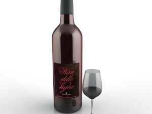 bottle and wine glass 3Dモデル