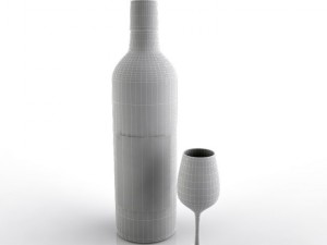 bottle and wine glass 3Dモデル