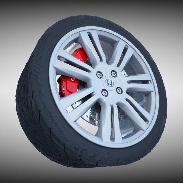 honda alloy wheel 3D Model .c4d .max .obj .3ds .fbx .stl .blend 