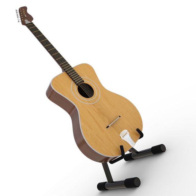 acoustic guitar orfeus with stand 3D Model .c4d .max .obj .3ds .fbx .stl .blend 