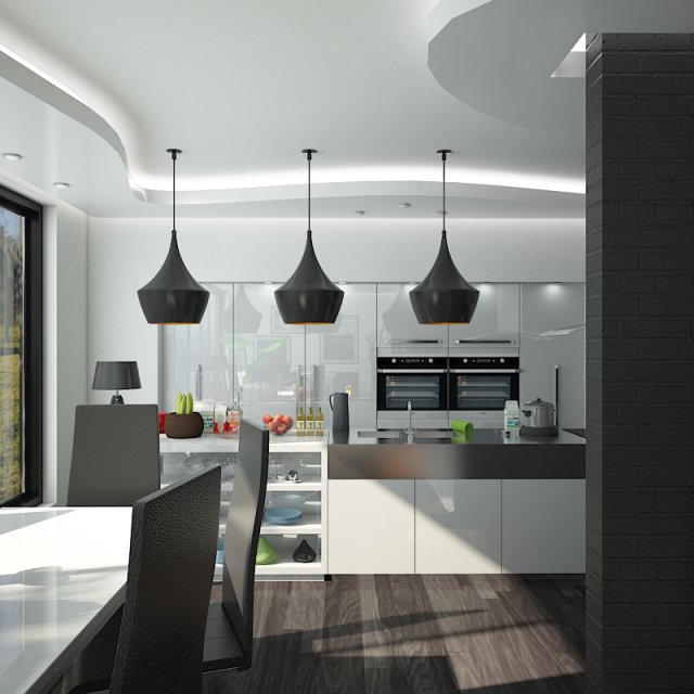 kitchen dining and living room 3D Модель .c4d .max .obj .3ds .fbx .stl .blend 