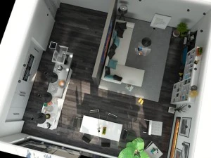 kitchen dining and living room 3D Model