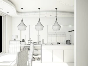 kitchen dining and living room 3D Model