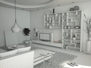 kitchen dining and living room 3D Model