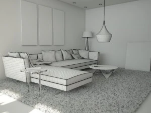 kitchen dining and living room 3D Model