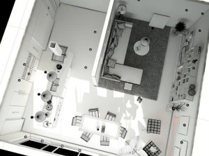 kitchen dining and living room 3D Model