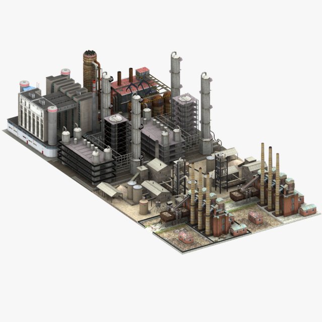 detailed factory 3D Model .c4d .max .obj .3ds .fbx .stl .blend 