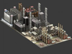 f&aacute;brica detalhada Modelo 3D