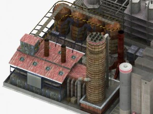 f&aacute;brica detalhada Modelo 3D