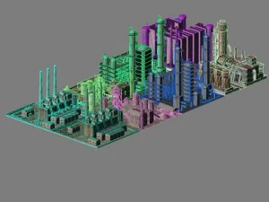 f&aacute;brica detalhada Modelo 3D