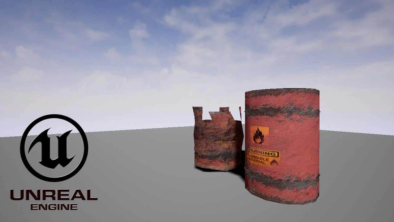 game ready explosive barrel 3D Model .c4d .max .obj .3ds .fbx .stl .blend 
