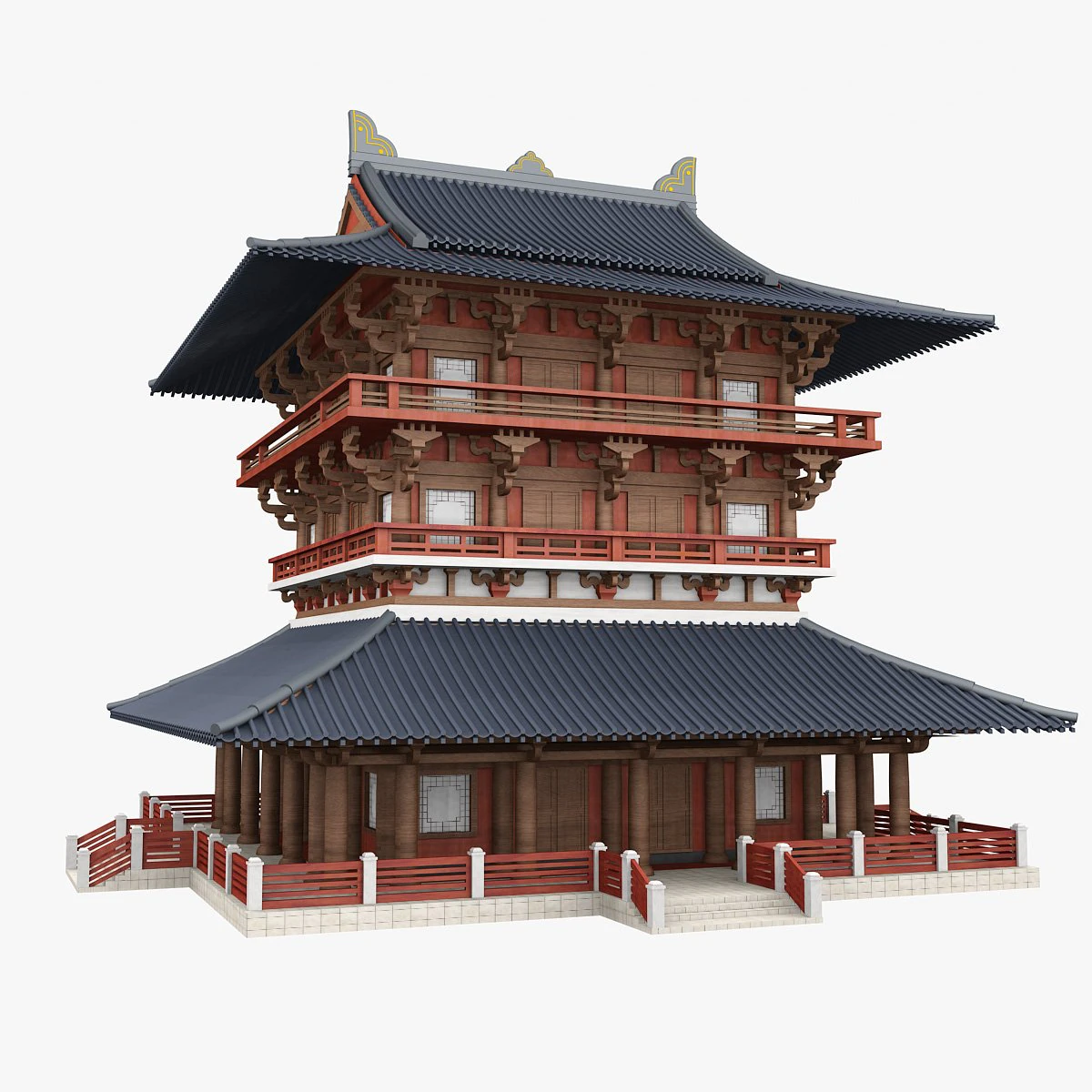 chinese palace 3D Model .c4d .max .obj .3ds .fbx .stl .blend 