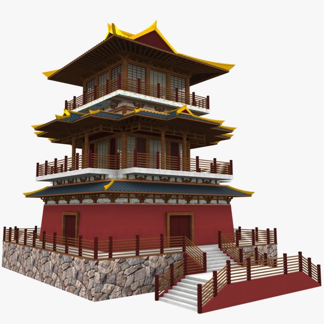 chinese palace 2 Modello 3D .c4d .max .obj .3ds .fbx .stl .blend 
