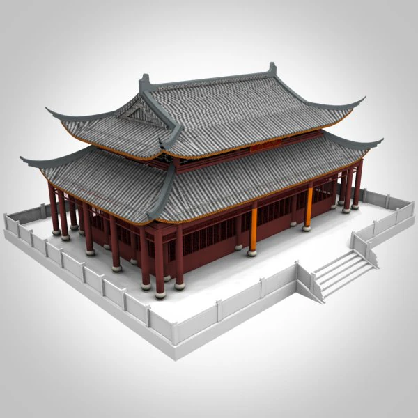 china temple 02 3D Model .c4d .max .obj .3ds .fbx .stl .blend 