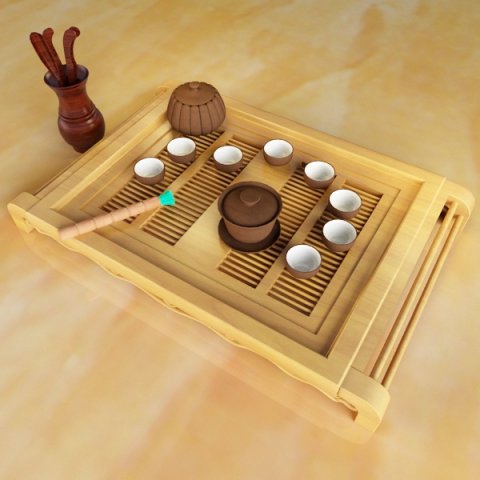 tea set b 3D Model .c4d .max .obj .3ds .fbx .stl .blend 